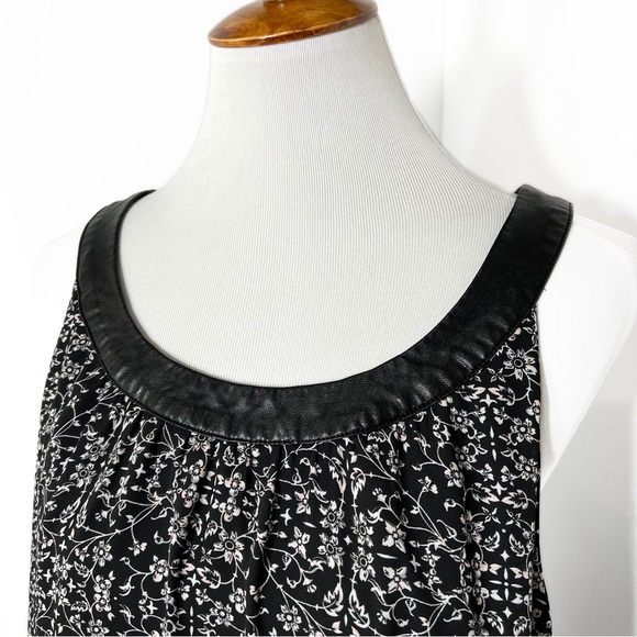 Torrid Black White Floral Faux Leather Halter Swing High Low Sleeveless Top 2X - Picture 2 of 10